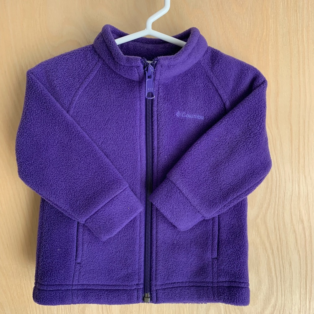 Girls purple Columbia fleece jacket, 6-12 mos,